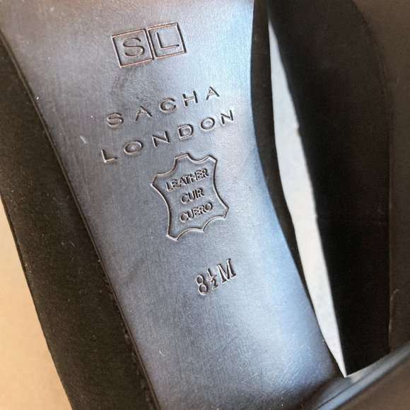 Sacha London black leather high heel pump shoes, western / boho, gold hardware - Picture 8 of 10